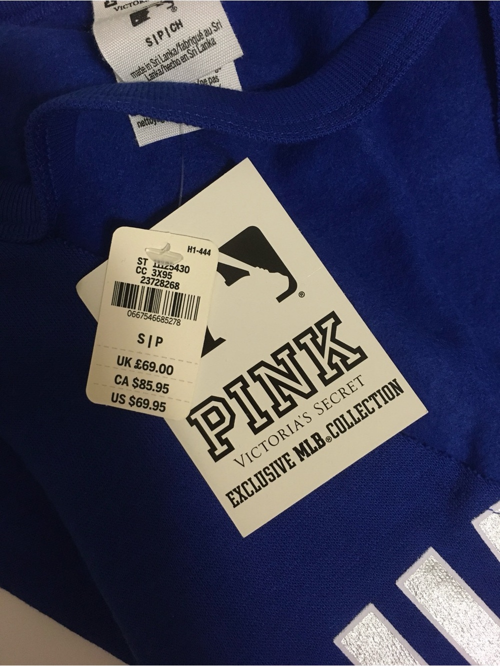 🆕VICTORIA’S SECRET PINK - S - NWT - TORONTO BLUE JAYS BASEBALL MLB VARSITY TOP - Picture 8 of 15